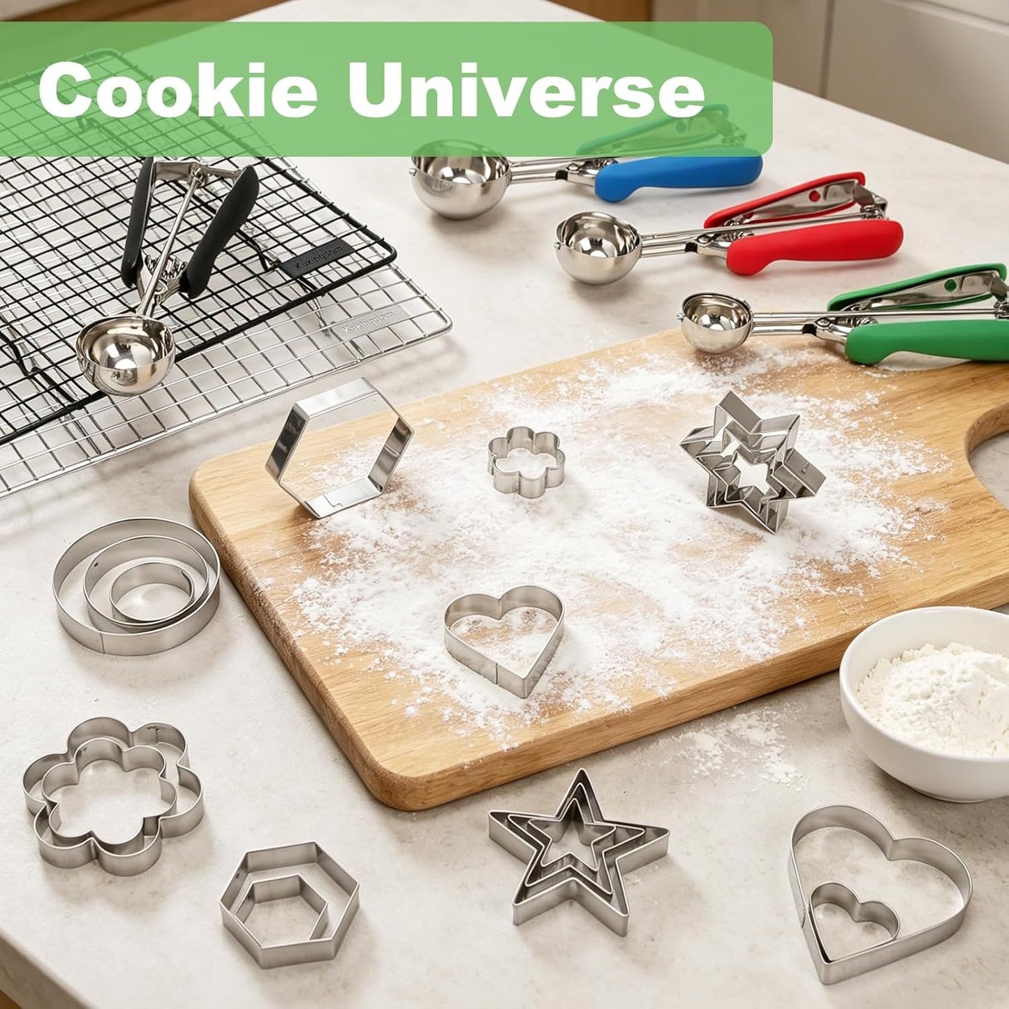 Home Collection Pack of 18 Stainless Steel Cookie Cutter Set Assorted Shapes and Sizes