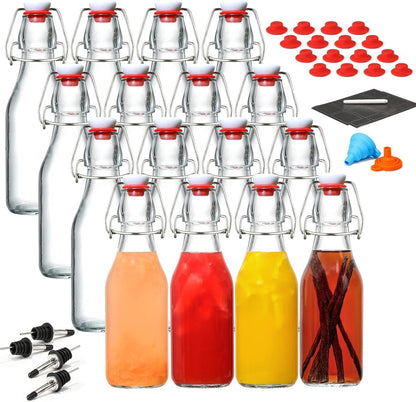 Home Collection 16Pcs Flip Top Glass Bottles 8.5oz