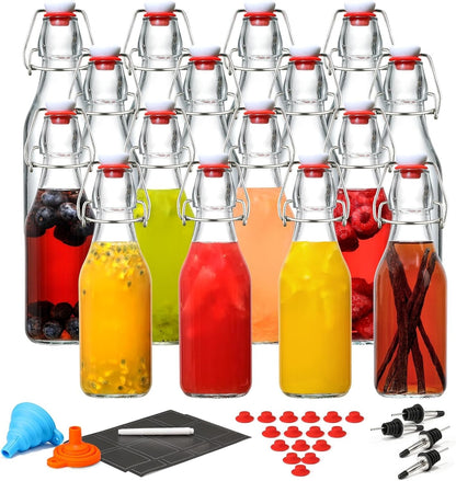 Home Collection 16Pcs Flip Top Glass Bottles 8.5oz