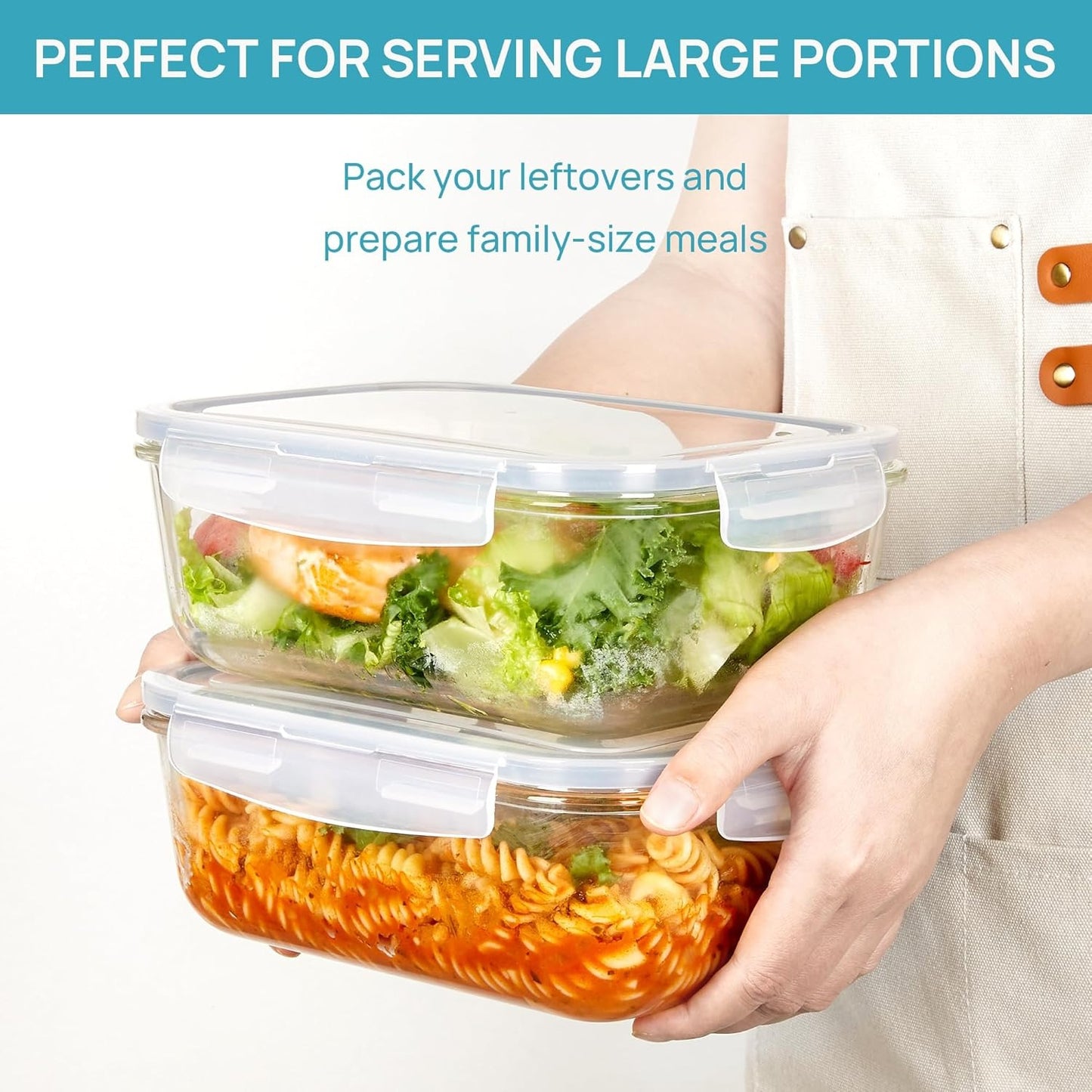 Home Collection 2-Pack 63oz Large Glass Storage Containers with Airtight Lids