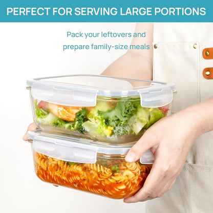 Home Collection 2-Pack 63oz Large Glass Storage Containers with Airtight Lids
