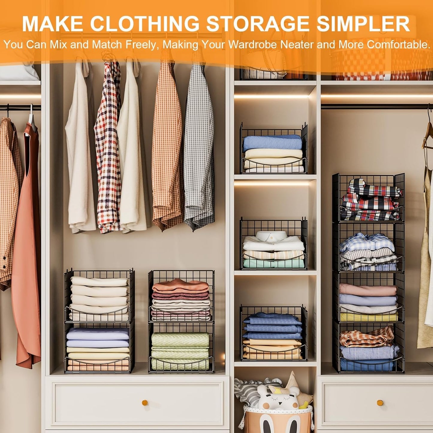 Home Collection 4-Tier Stackable Closet Organizer Shelves