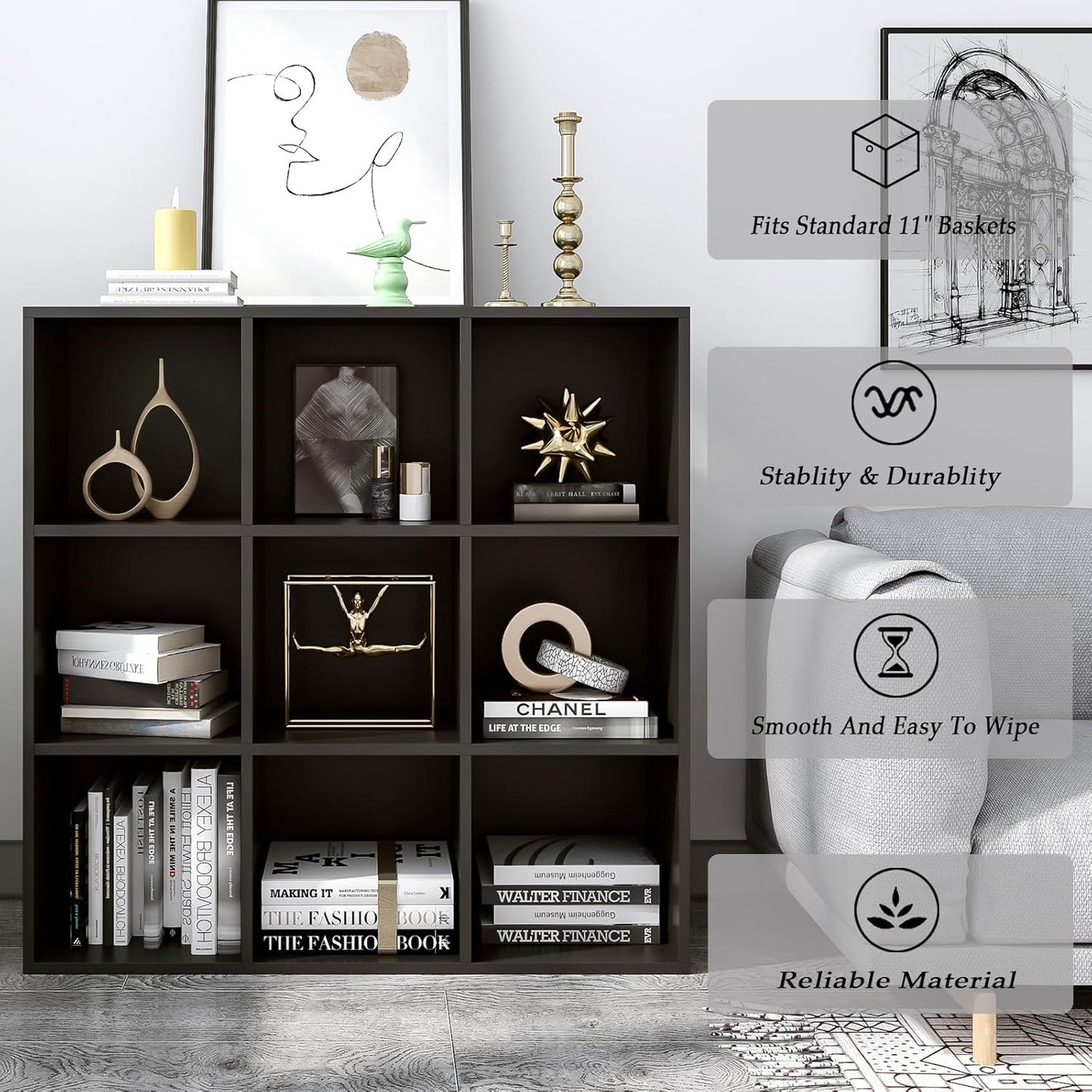 Home Collection 9-Cube Storage Shelf Bookcase