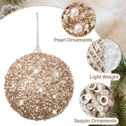 Home Collection Pack of 12 Sparkly Sequin Christmas Ball Ornaments 3.15 Inch Shatterproof Tree Decorations