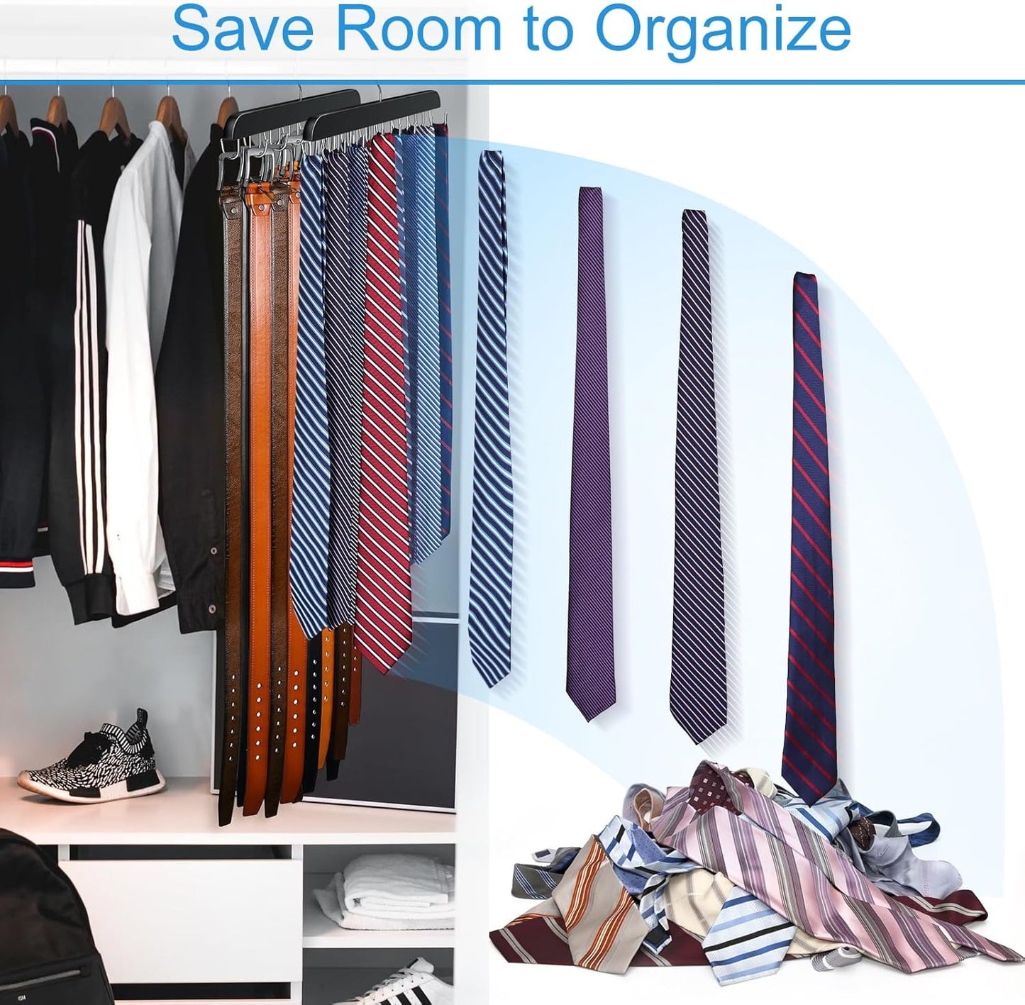 Home Collection Belt Hanger for Closet with 14 Hooks Holds Up to 42 Belts,