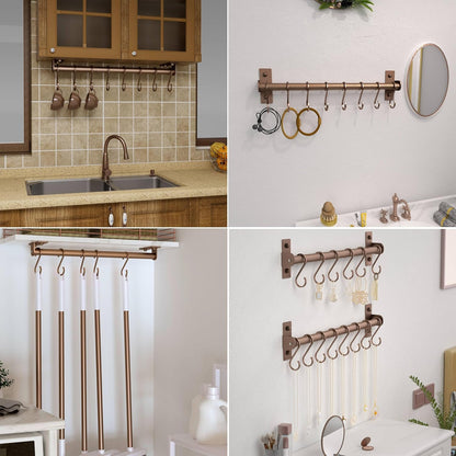 Home Collection Wall Mounted Kitchen Utensil Rail with 8 Hanging Hooks