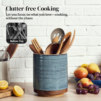 Home Collection Extra Large Ceramic Utensil Holder 7.6 Inch