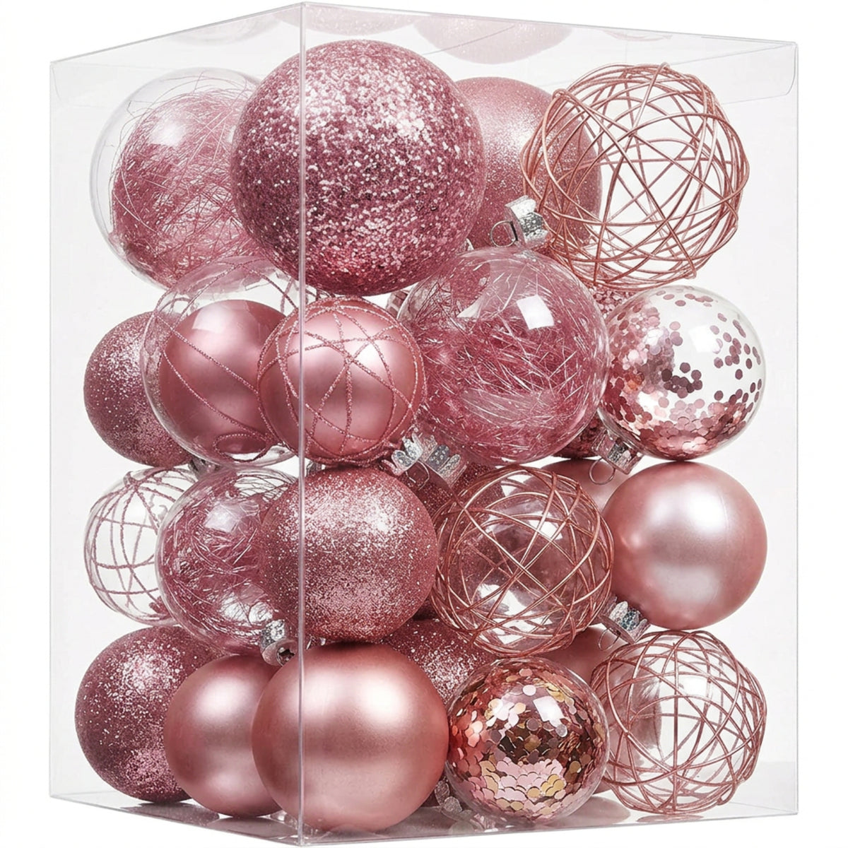 Home Collection Clear Shatterproof Christmas Ball Ornaments Large Plastic Hanging Baubles with Decorative Fillings