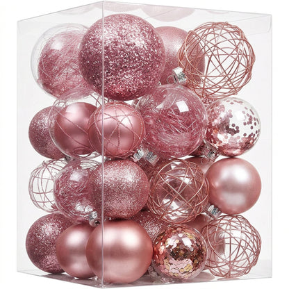Home Collection Clear Shatterproof Christmas Ball Ornaments Large Plastic Hanging Baubles with Decorative Fillings