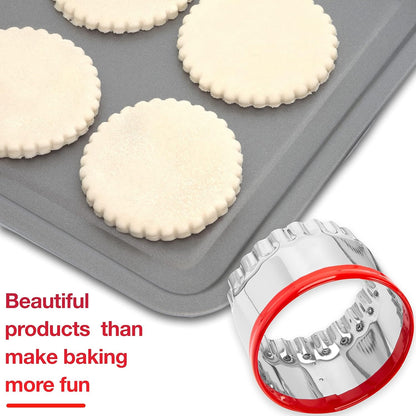 Home Collection Pack of 3 Fluted Round Cookie Cutter Set Stainless Steel Biscuit Cutters