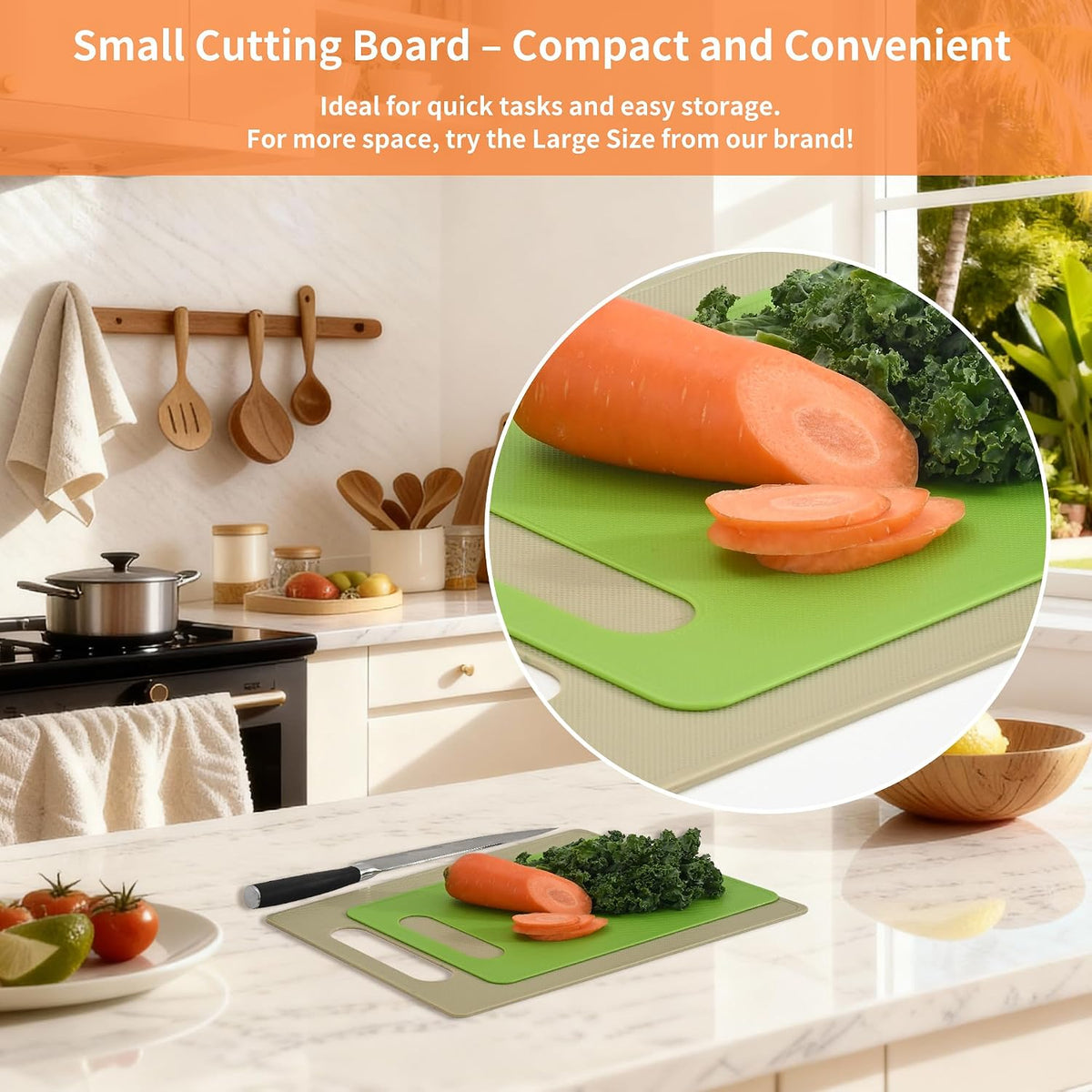 Home Collection Plastic Cutting Board Set Flexible Small Kitchen Boards with Easy-Grip Handles