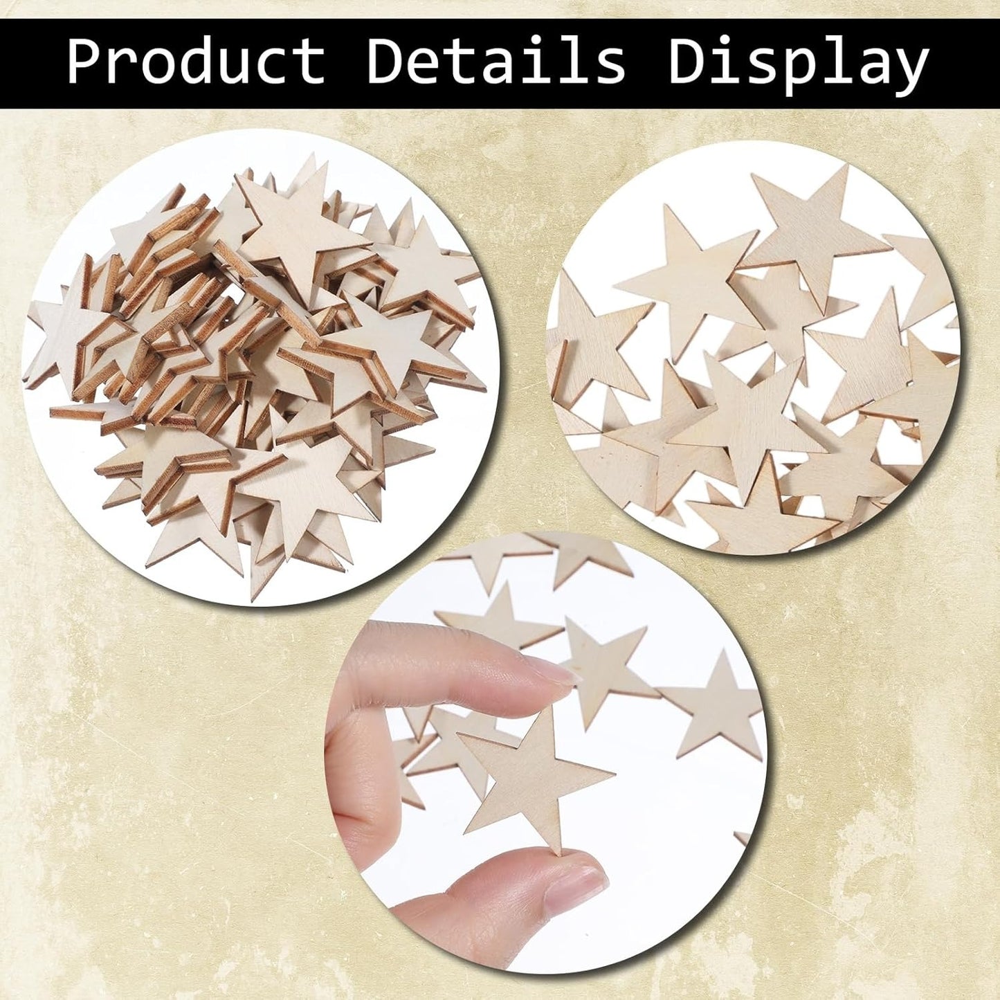 Home Collection 100Pcs Unfinished Wooden Stars for Crafts