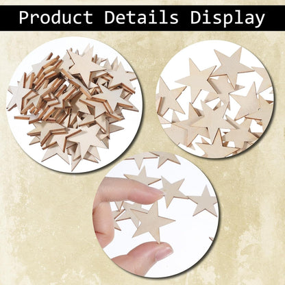 Home Collection 100Pcs Unfinished Wooden Stars for Crafts