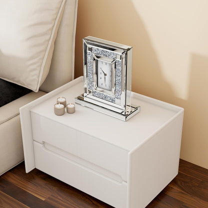 Home Collection Mirrored Desk Clock with Crushed Diamond