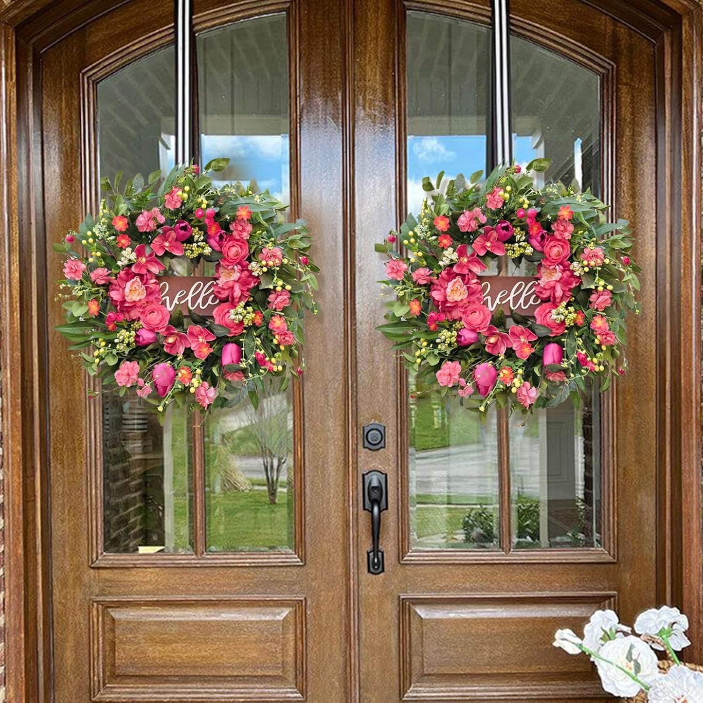 Home Collection Artificial Spring Summer Wreath for Front Door 24 Inch