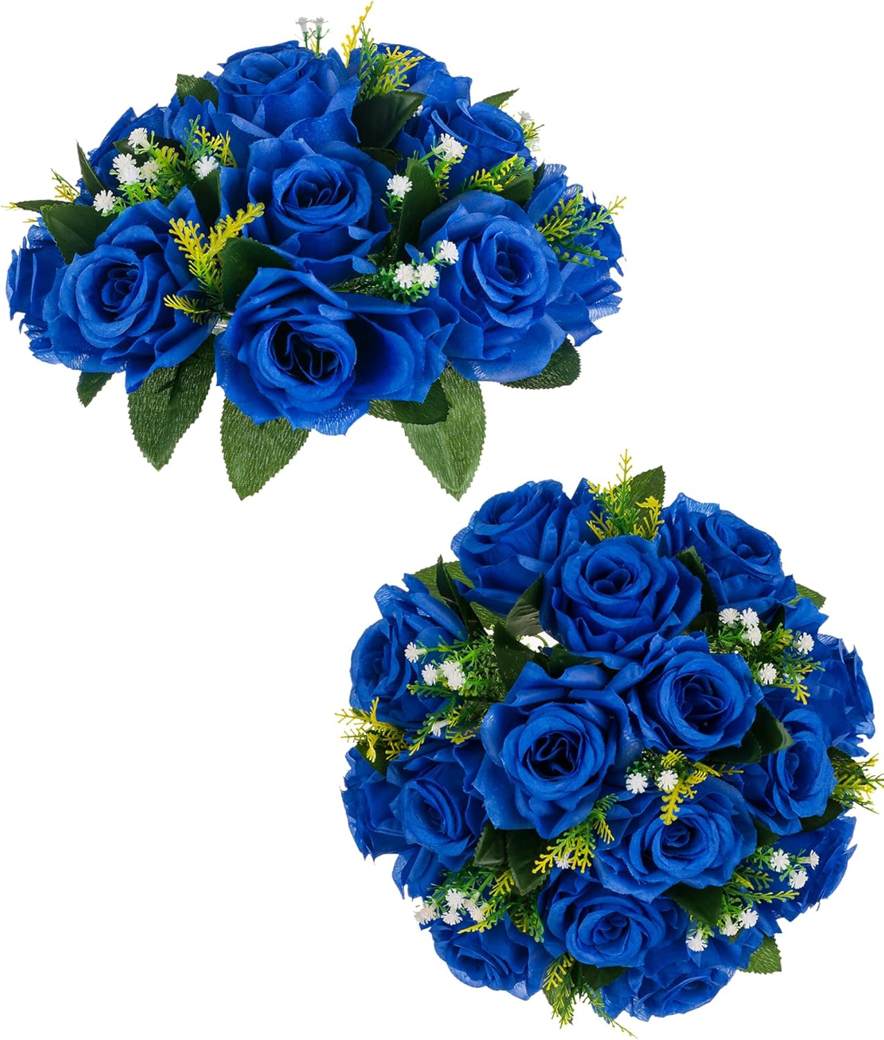 Home Collection 2 Pcs Blue Artificial Rose Flower Balls – Table Centerpiece