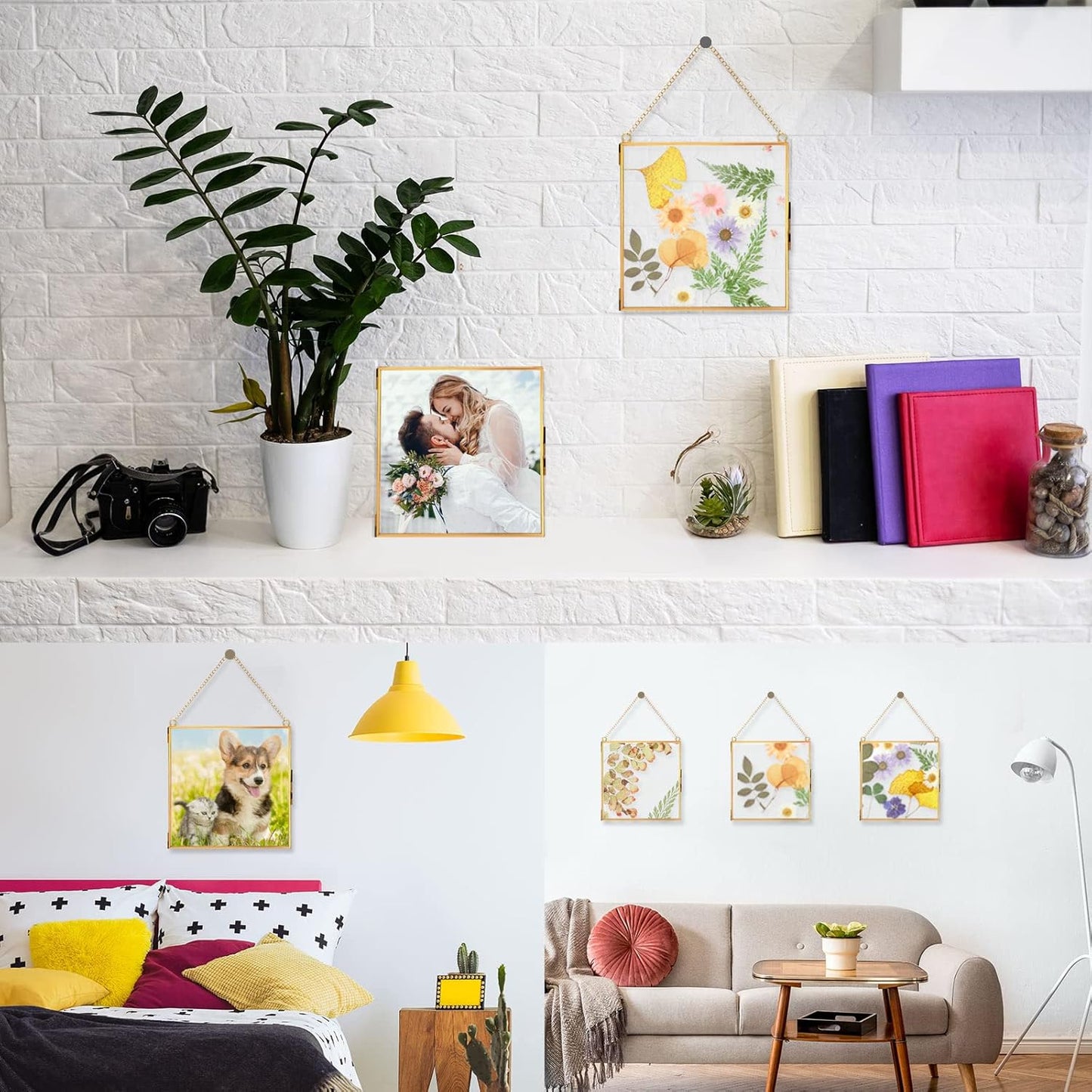 Home Collection 6x6 Inch  Pressed Flowers Glass Frames