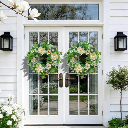 Home Collection Spring and Summer Wreath with White Flowers 24 Inch