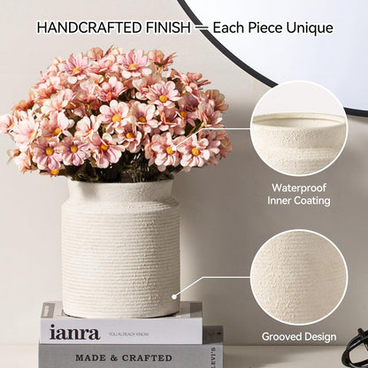 Home Collection 7.5" Rustic Ceramic Flower Vase – Farmhouse Terracotta Décor