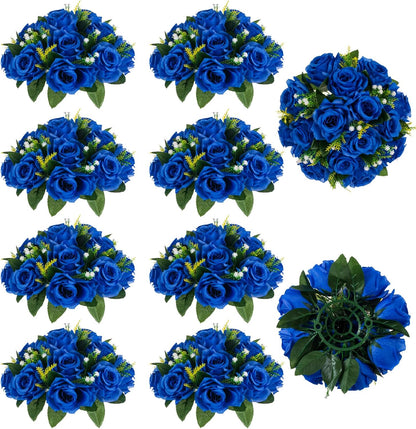 Home Collection 2 Pcs Blue Artificial Rose Flower Balls – Table Centerpiece