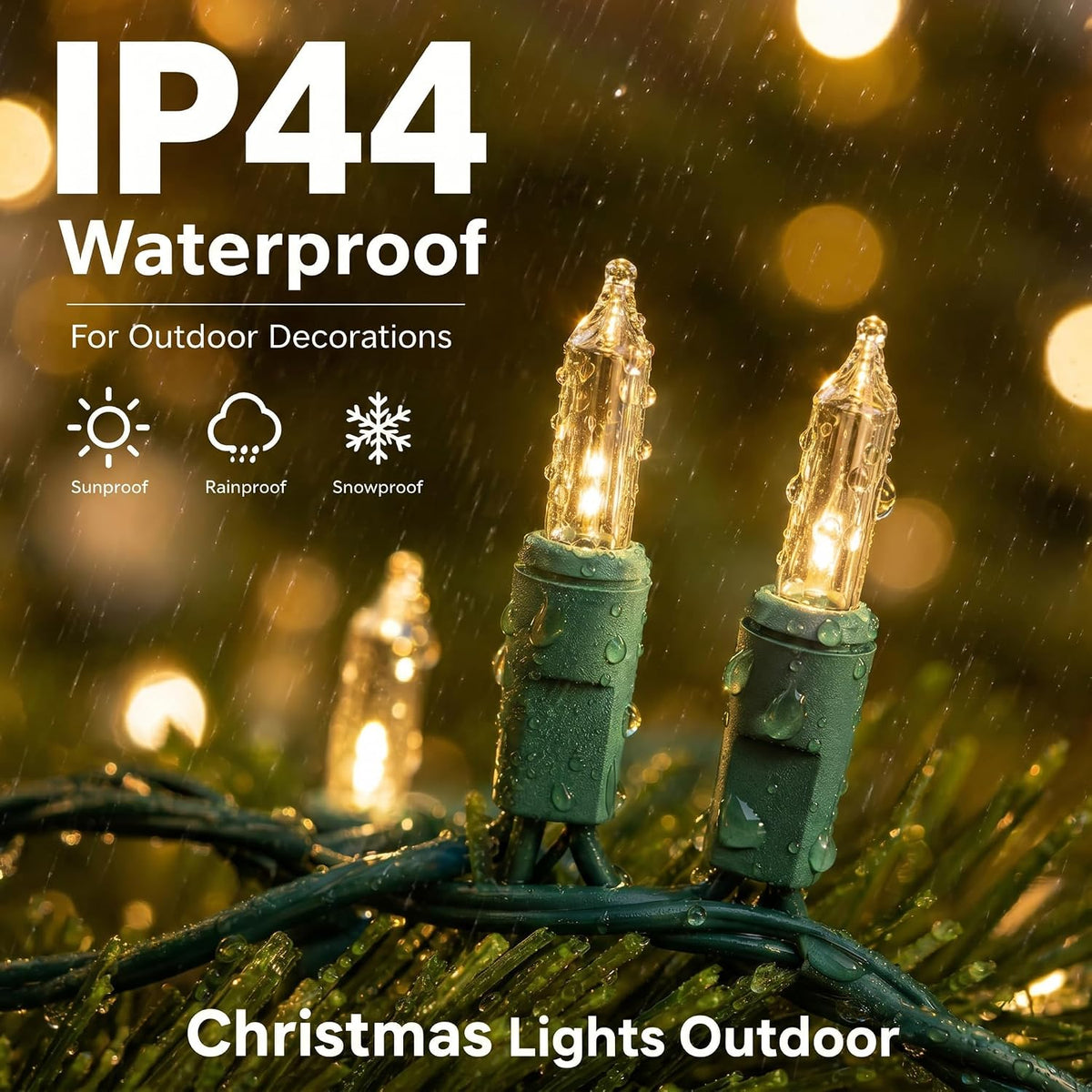 Home Collection 20FT 100-Count Incandescent Christmas String Lights Waterproof Indoor and Outdoor Tree Lights