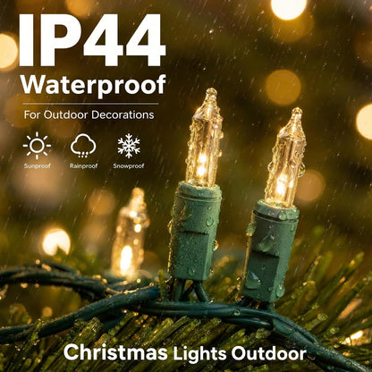 Home Collection 20FT 100-Count Incandescent Christmas String Lights Waterproof Indoor and Outdoor Tree Lights