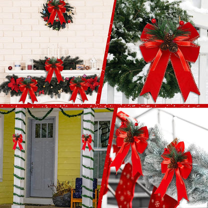 Home Collection Pack of 6 Velvet Christmas Ribbon Bows Holiday Tree Wreath and Garland Decorations