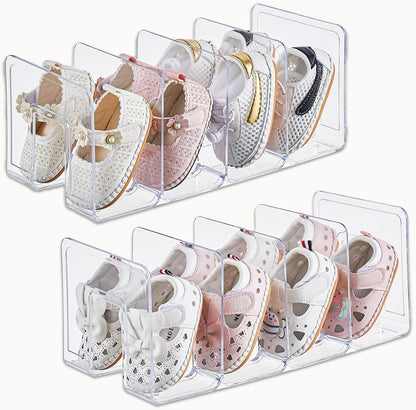 Home Collection Clear Acrylic Kids Shoe Rack Organizer 4-Pair Storage Stackable Closet Shelf