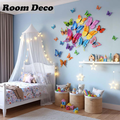 Home Collection 24Pcs Assorted Purple 3D Butterfly Wall Stickers