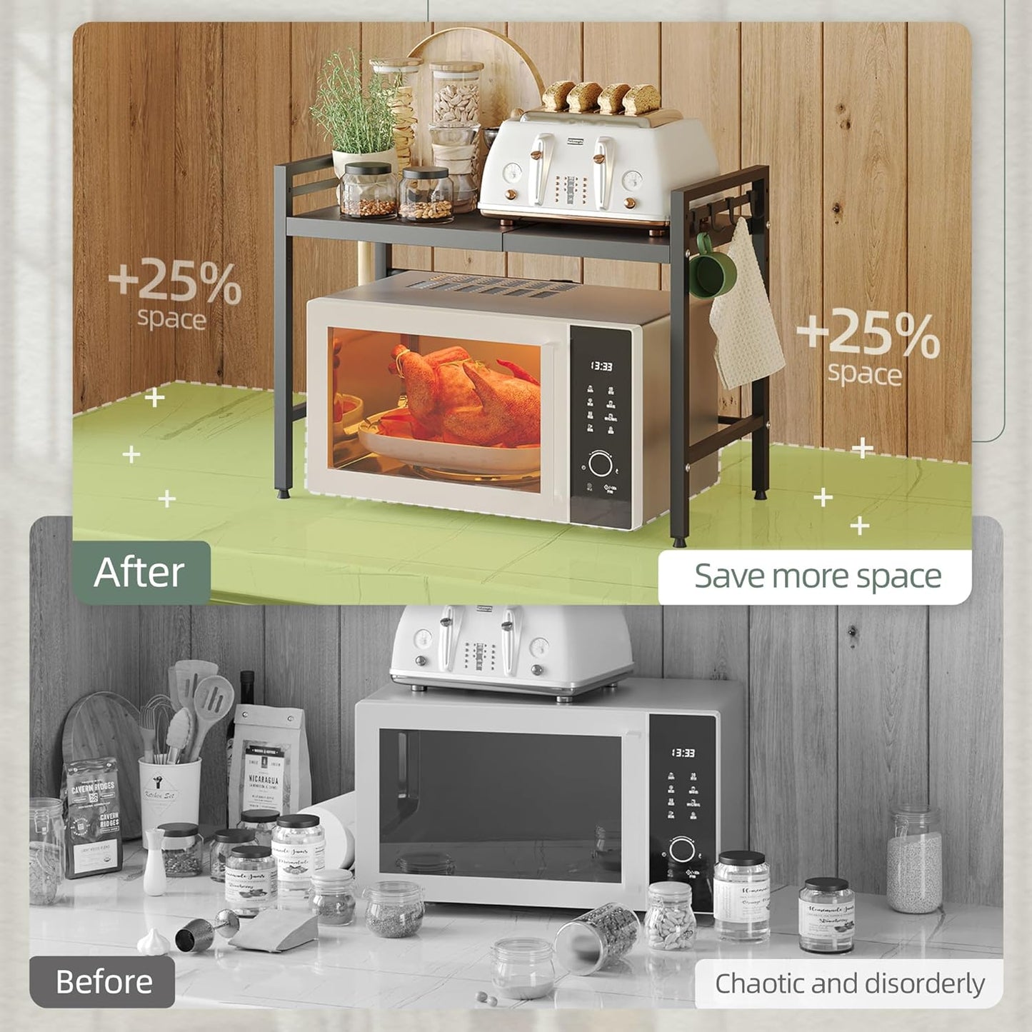 Home Collection Expandable 2-Tier Metal Microwave Stand