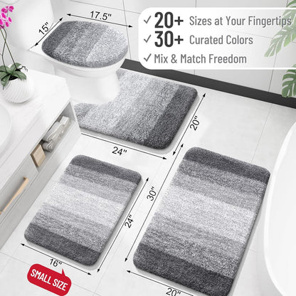 30x20 Microfiber Bathroom Rug – Soft Absorbent Bath Mat with Non-Slip Rubber Backing