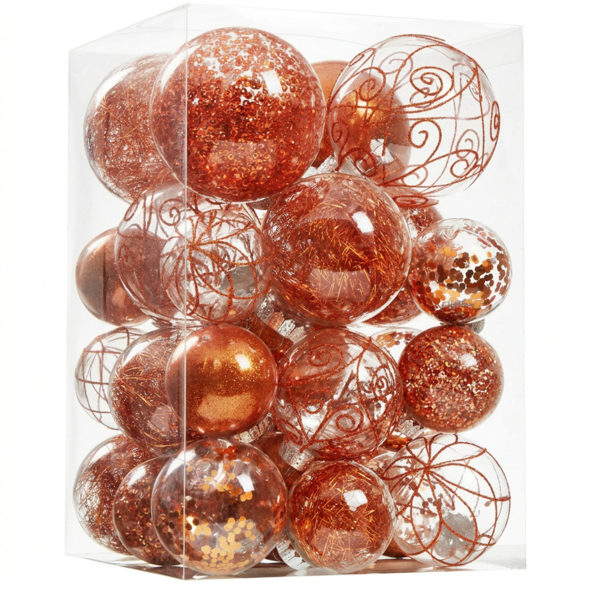 Home Collection Clear Shatterproof Christmas Ball Ornaments Large Plastic Hanging Baubles with Decorative Fillings