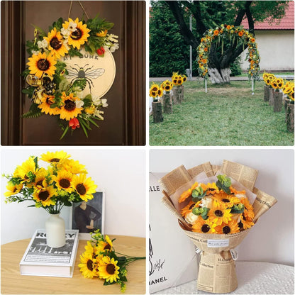 Home Collection 2Pcs Artificial Sunflower Bouquets with Stems