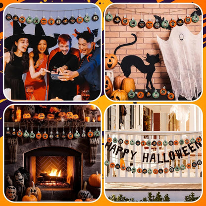 Home Collection Pack of 40 Mini Halloween Ball Ornaments Gothic Hanging Tree Decorations with Pumpkin Ghost Bat and Witch Designs 1.2 Inch