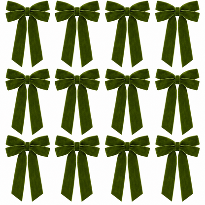 Home Collection Pack of 12 Velvet Christmas Ribbon Bows 5x10 Inch Holiday Tree Decorations