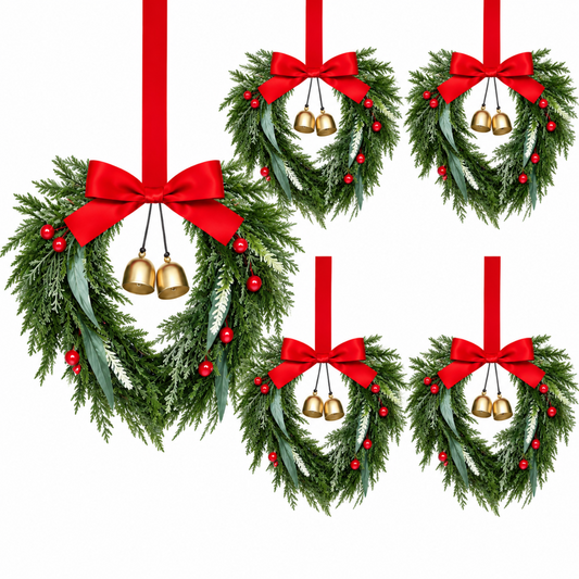 Home Collection Pack of 6 Mini Wreaths 6 Inch Hanging Holiday Decorations