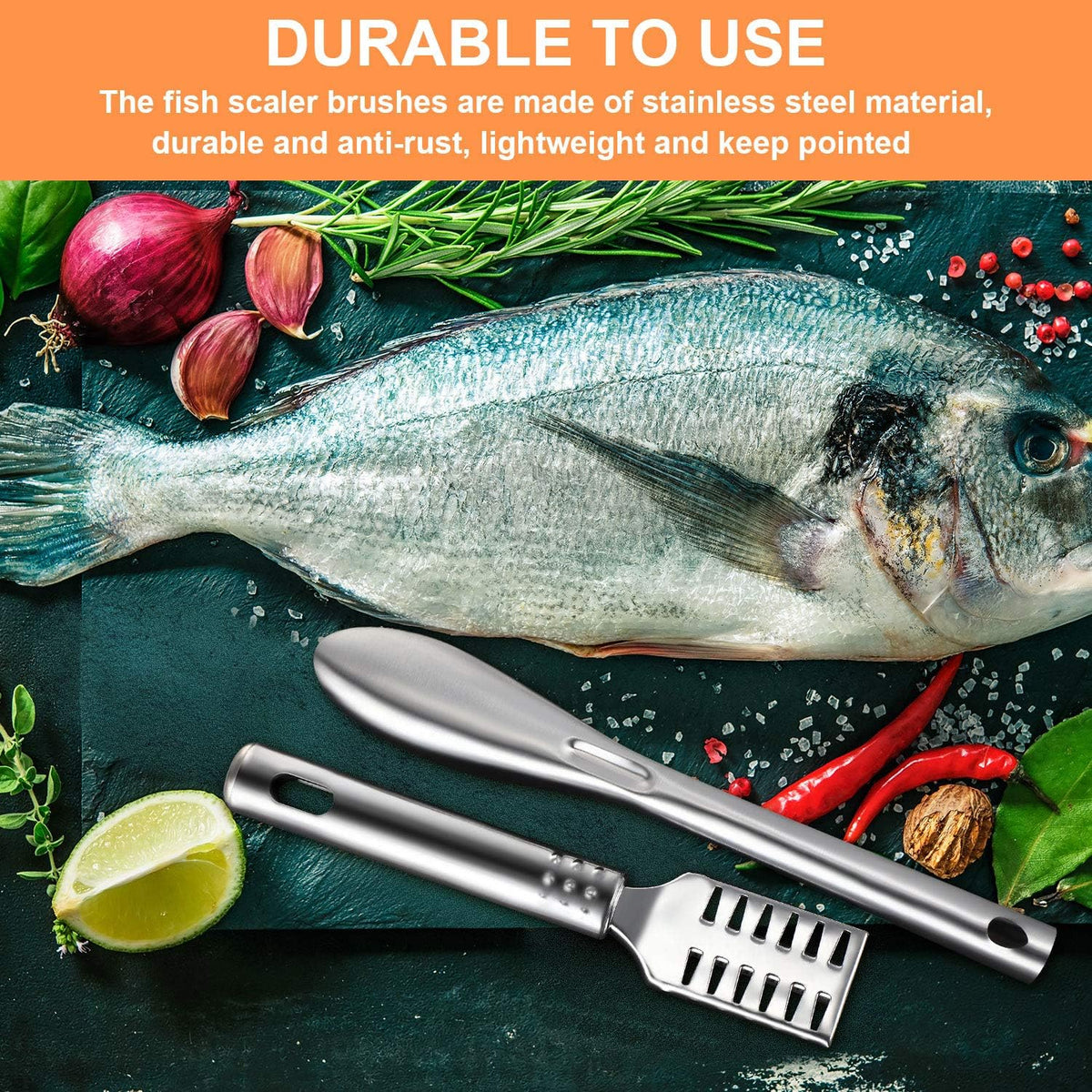 Home Collection 4-Pcs Stainless Steel Fish Scaler Brush