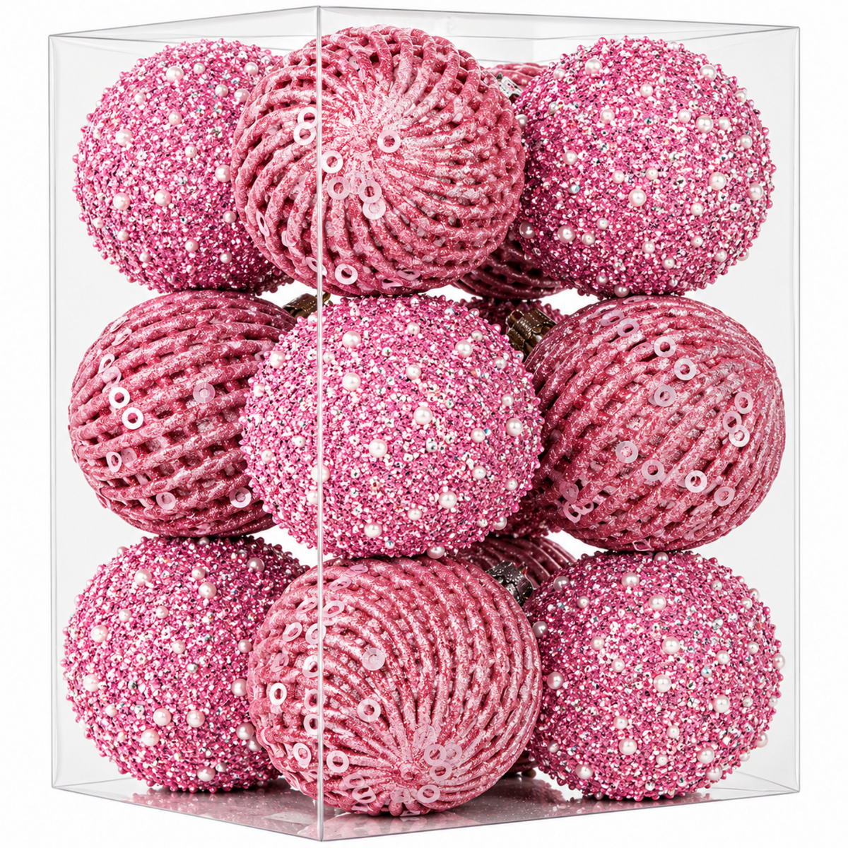 Home Collection Pack of 12 Sparkly Sequin Christmas Ball Ornaments 3.15 Inch Shatterproof Tree Decorations