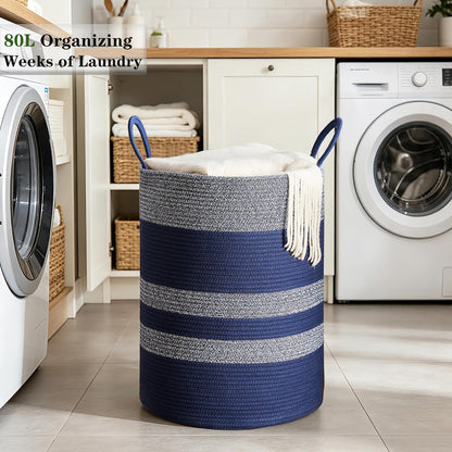 Home Collection 80L Tall Woven Rope Laundry Hamper and Storage Basket