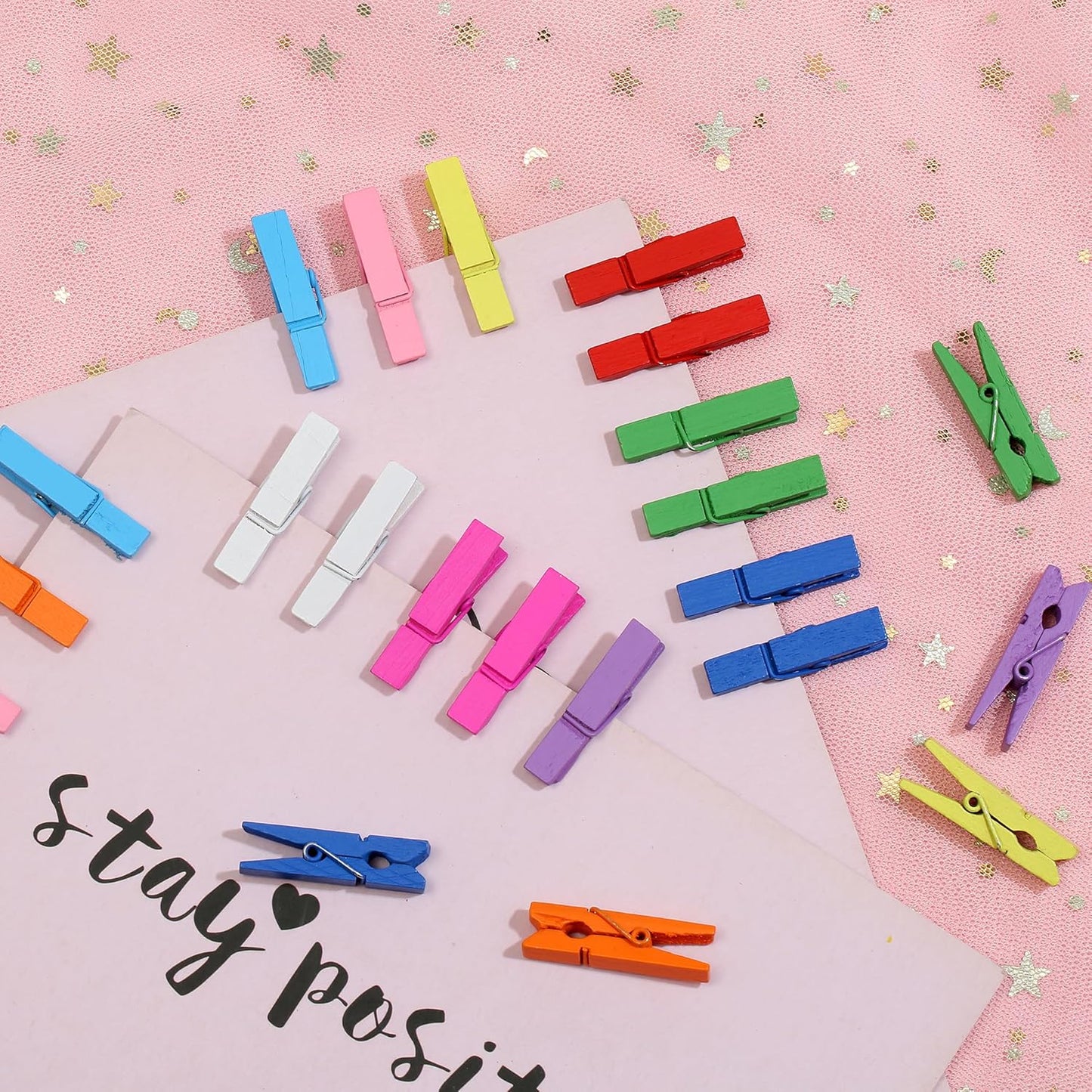 Home Collection 100Pcs Mini Wooden Clothespins with Jute Twine