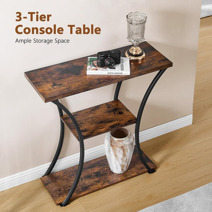 Home Collection 3-Tier Console Table with Open Shelves