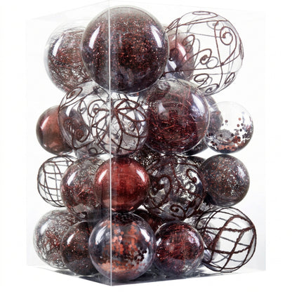 Home Collection Clear Shatterproof Christmas Ball Ornaments Large Plastic Hanging Baubles with Decorative Fillings