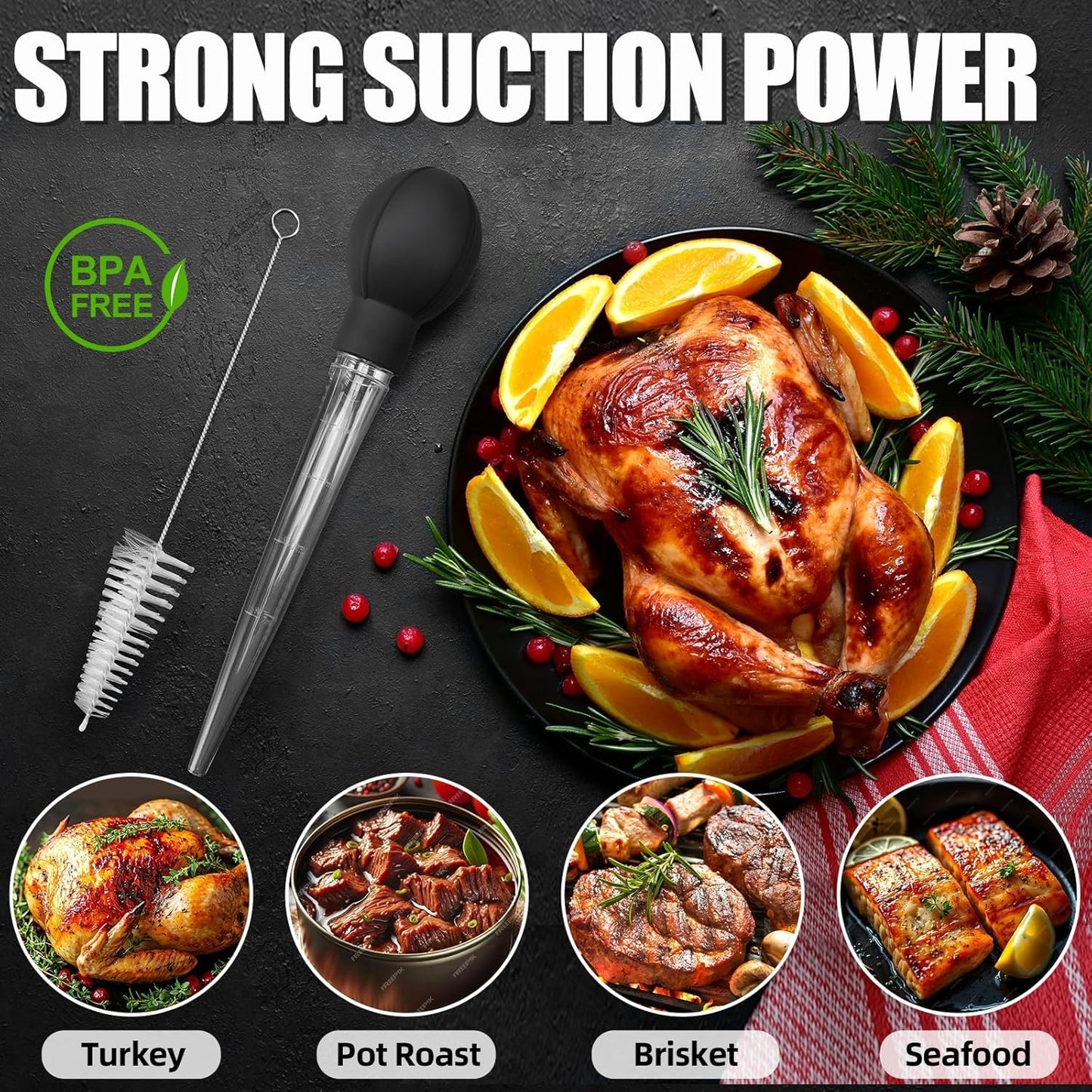 Home Collection Large Turkey Baster with Cleaning Brush