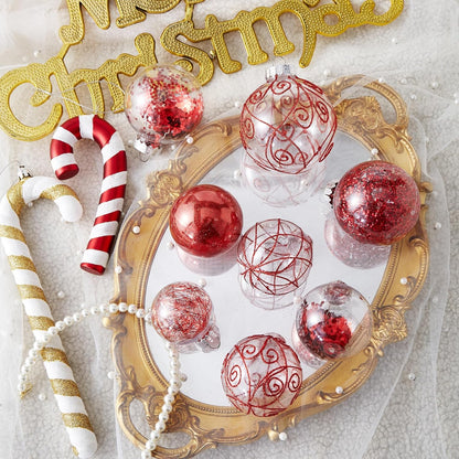 Home Collection Clear Shatterproof Christmas Ball Ornaments Large Plastic Hanging Baubles with Decorative Fillings