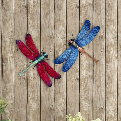 Home Collection Set of 2 Metal Dragonfly Garden Decor
