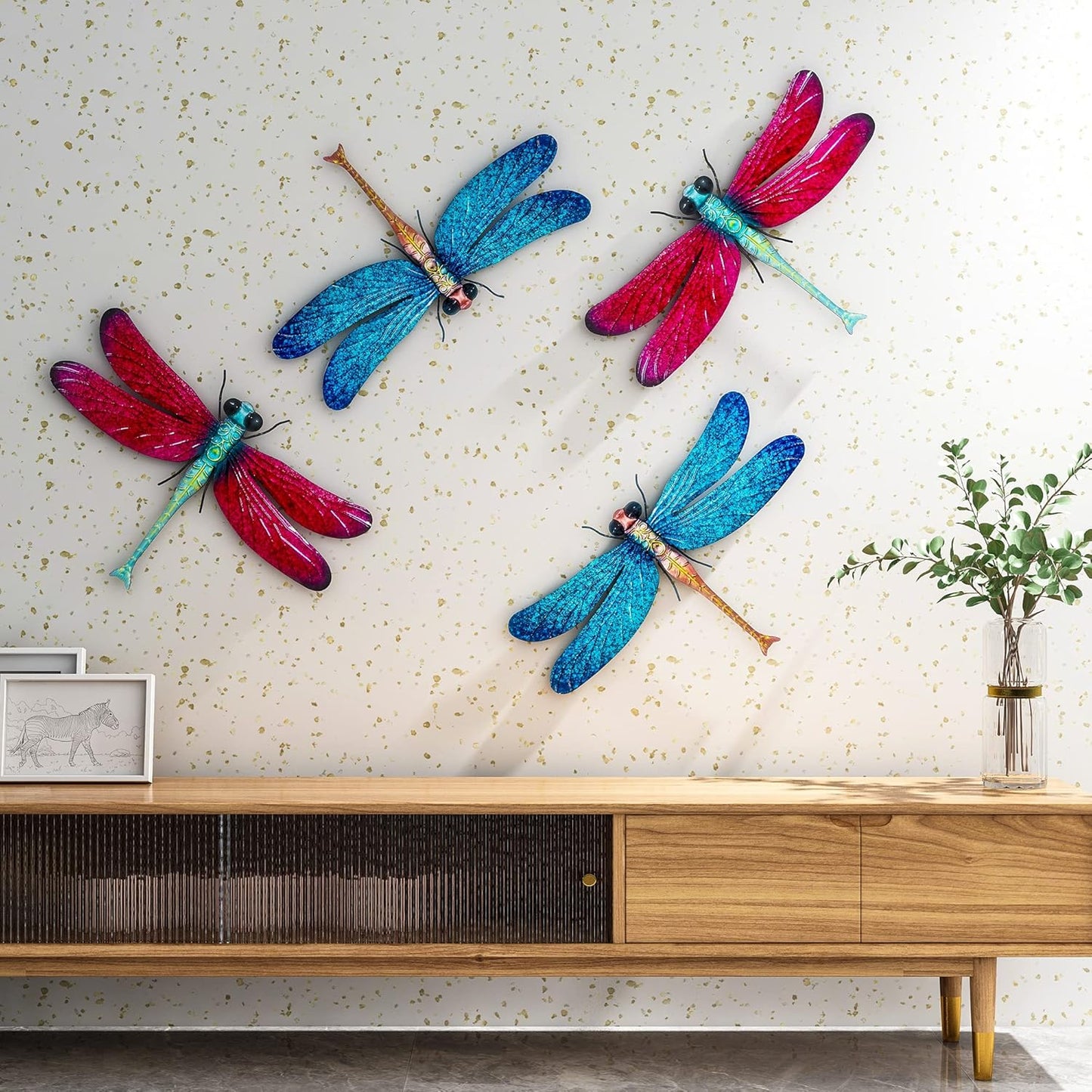 Home Collection Set of 2 Metal Dragonfly Garden Decor