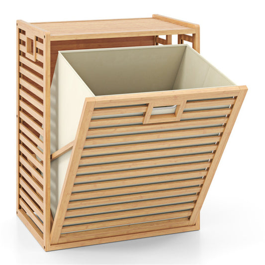 Bamboo Tilt-Out Laundry Hamper with Fabric Bin