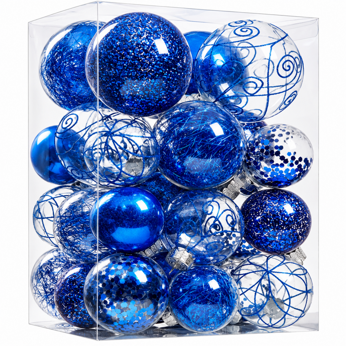 Home Collection Clear Shatterproof Christmas Ball Ornaments Large Plastic Hanging Baubles with Decorative Fillings