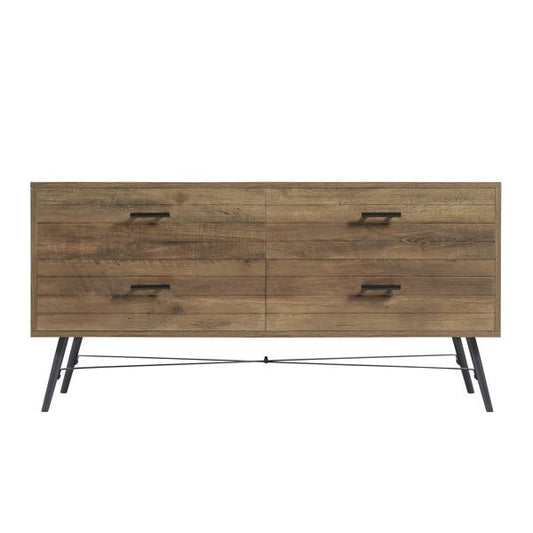 4-Drawer Chest Dresser TV Stand Rustic Walnut