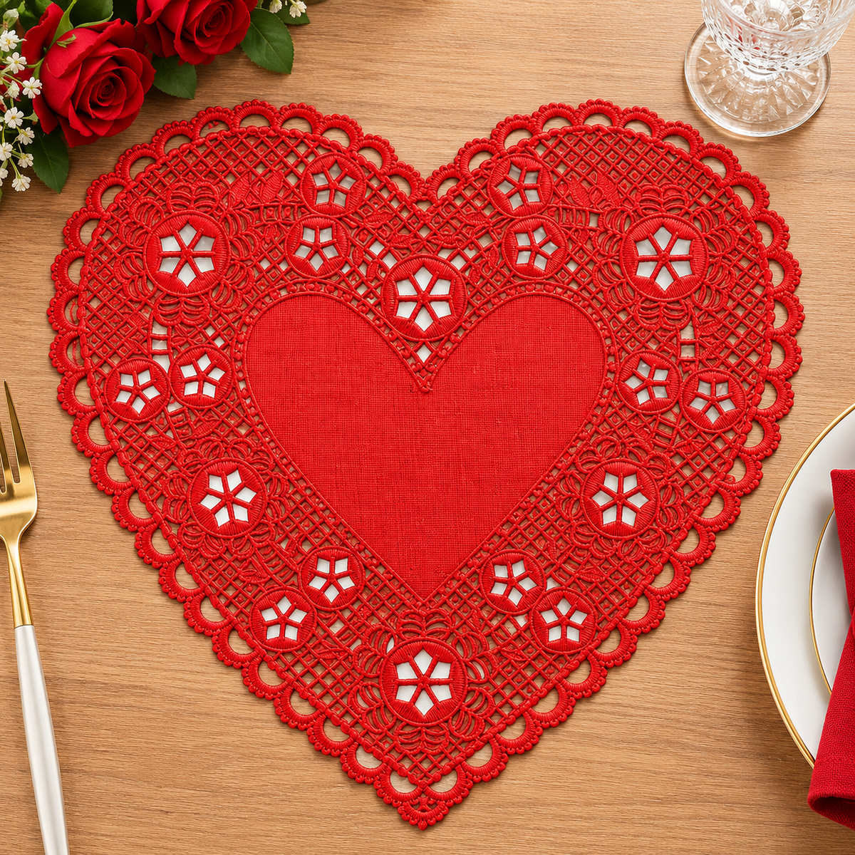 Home Collection 18-Pc 6-Inch Red Foil Paper Heart Doilies